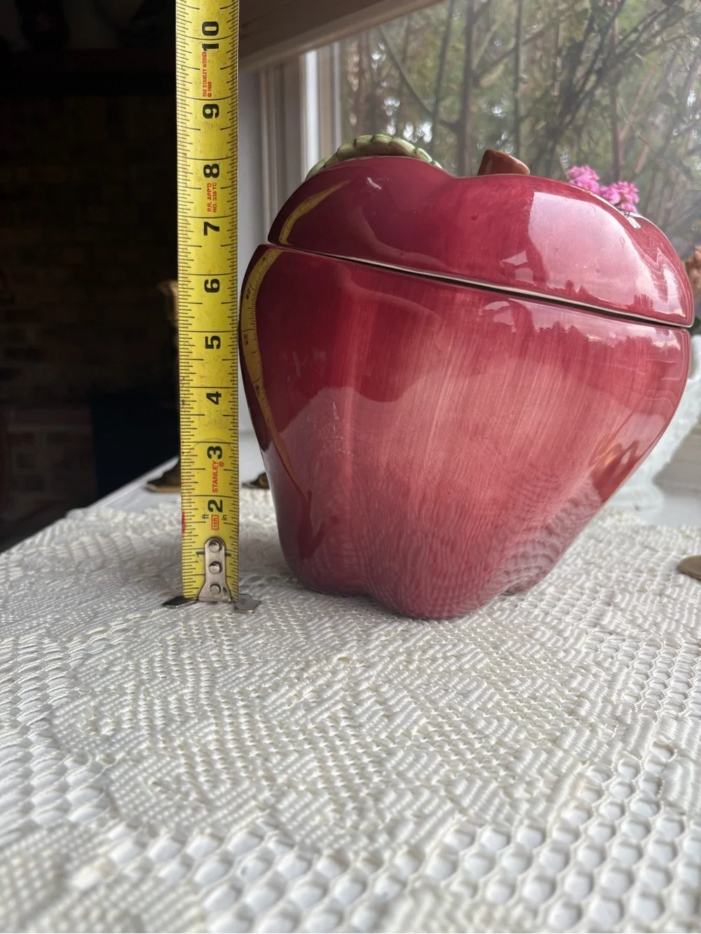 Decorative Ceramic Apple Jar - Red